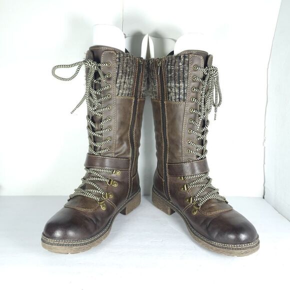 Spring Step Women's Ababi EU38 US7,5 Brown Leather Knitted lined winter Boots - Picture 5 of 15